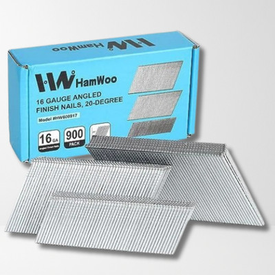 16 Gauge Angled Finish Nails, 20-Degree, Galvanized 1-1/4'', 2'', 2-1/2'' 900 Pack