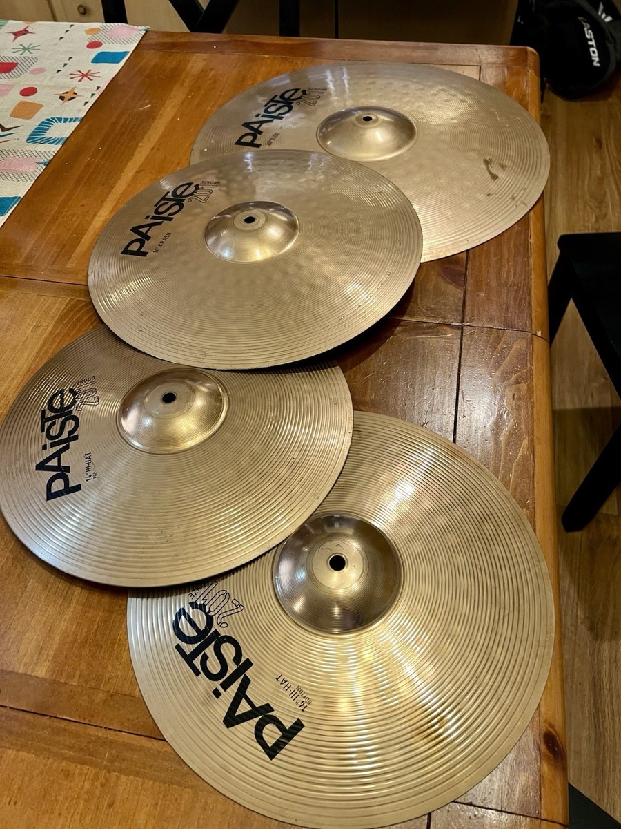 Paiste 201 Bronze Drum Set Cymbals 20” Ride, 16” Crash, 2x14” Hi