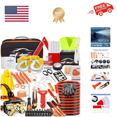 #ad 126pcs Roadside Emergency Car Kit Auto Safety Kit Vehicle Outdoor Automotiv... $51.29