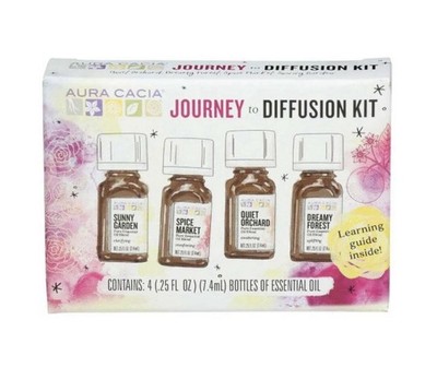 Aura Cacia Journey to Diffusion Kit Essential Oils 4 Bottles New $21.95