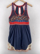 FREELANCE Dress M Mix Print Scoop Neck Cutaway Sundress Boho Sleeveless Blue