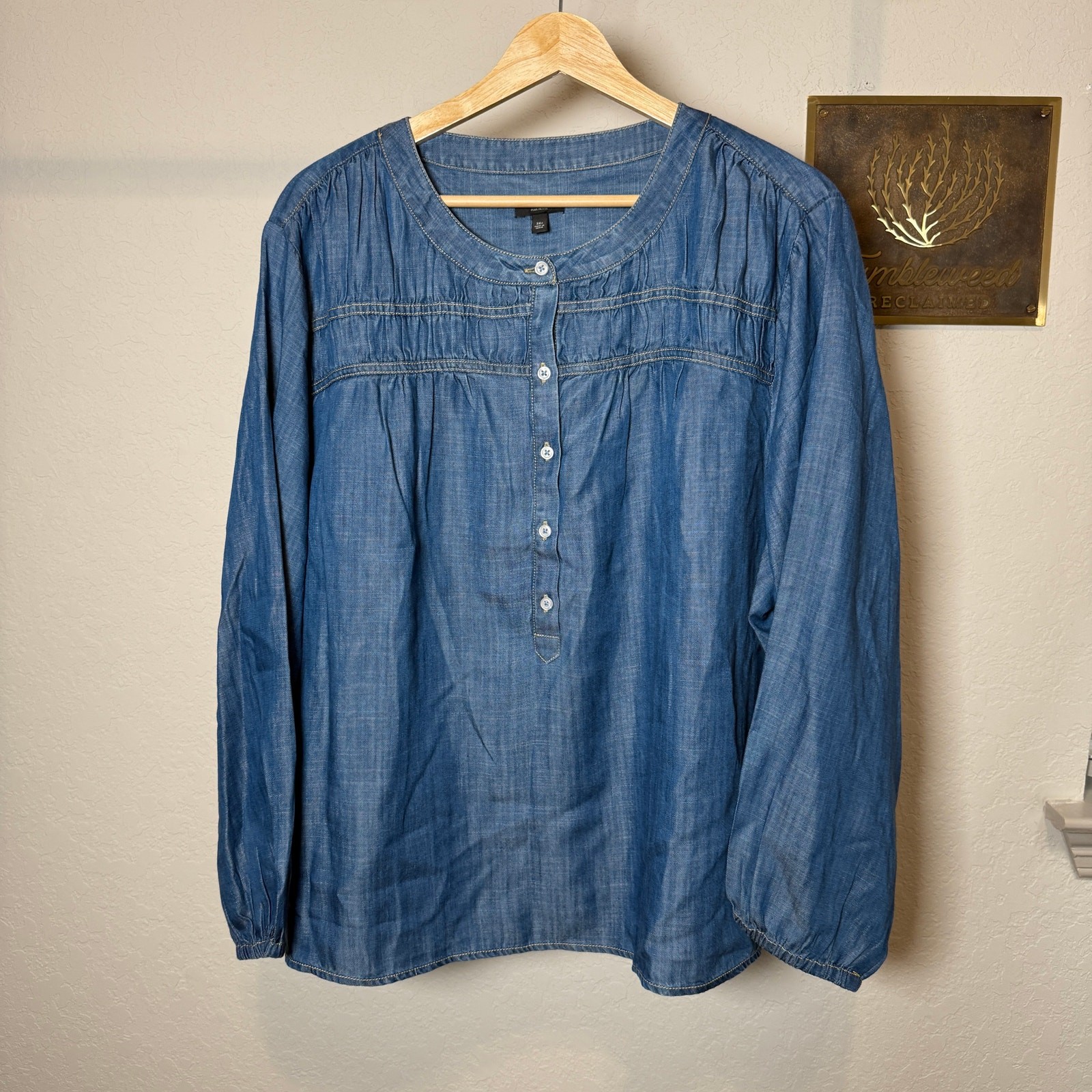 Women's Talbots Pullover Button Front Chambray Pi… - image 8