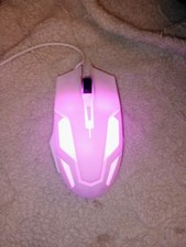 Unlocked LVL Wired LED Gaming Mouse White USB Optical RGB Light Tested