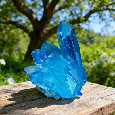 #ad Titanium Aura Blue Crystal Cluster Healing Geode Rock Home Decor Unique Gift $17.96