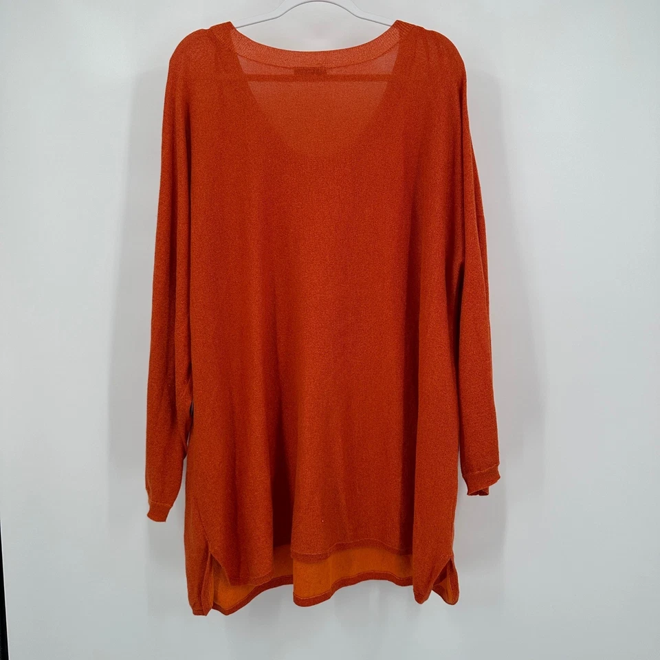 Blusa de malha Catherines feminina Cottagecore tamanho grande tamanho 4X laranja outono aconchegante - Imagem 2 de 4