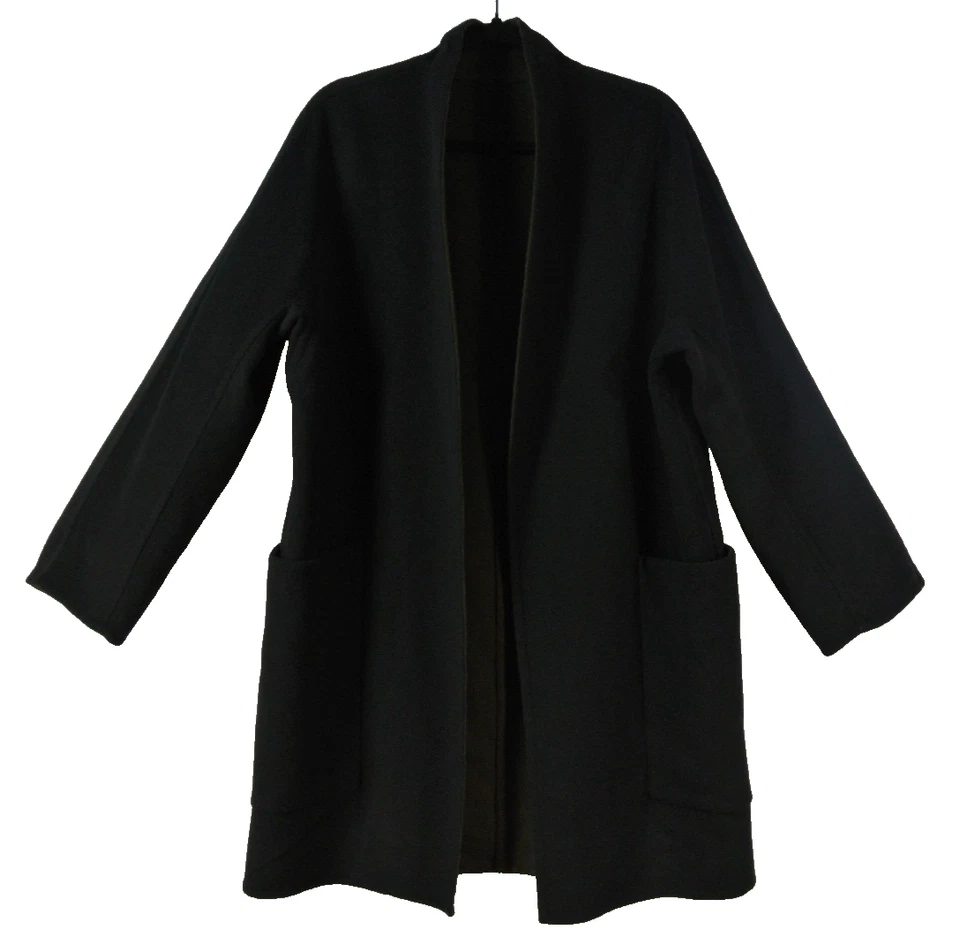 NUEVO, Abrigo Vince Reversible Sin Cuello Mezcla Lana en Negro Talla S #W82 Foto 2 de 4