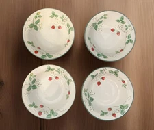 Set of 4 International Tableworks Stoneware STRAWBERRY FAIR Cereal Bowls 6 7/8’’