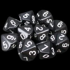 TDSO Opaque Black 10 x D10 Dice Set