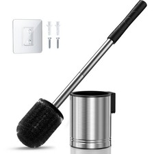 HAMITOR Toilet Bowl Brush Set: Compact Space-Saving Design One Size, Silver