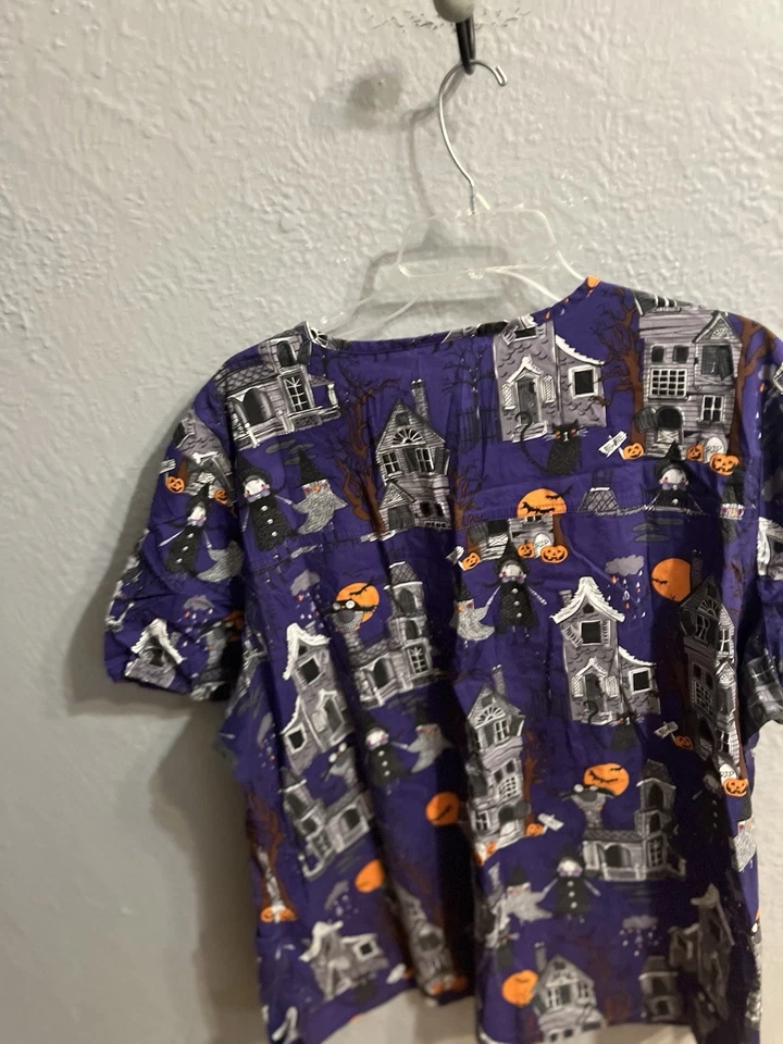 Buttersoft  Scrub Top Woman's Purple Halloween Size 3XL - Image 3 of 4
