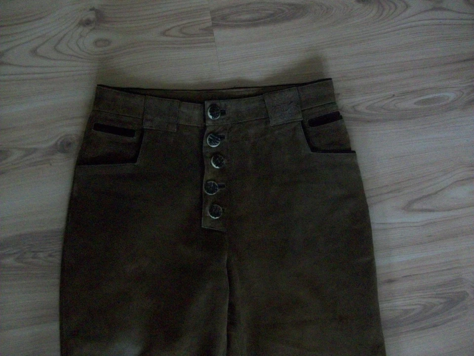 Trachtenhose / Lederhose / Wildlederhose Braun langes Bein Gr. 50 - Bild 3 von 4
