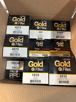 Lot of 9 NAPA Gold Mixed Filters Fuel Oil Coolant Water Separator 4073 3107 3208