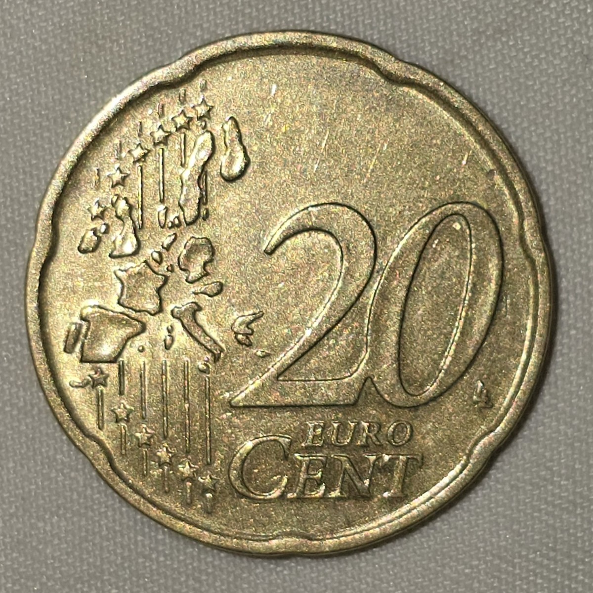 Rare 2002 Italy 20 Cent Euro Coin 1st Map with Error Good