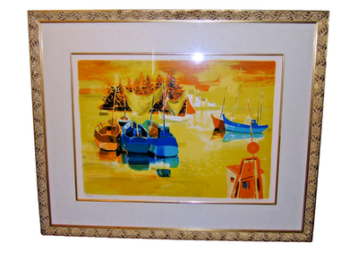 Vintage MCM GEORGES LAMBERT 1968 Lithograph 'Coucher de Soleil