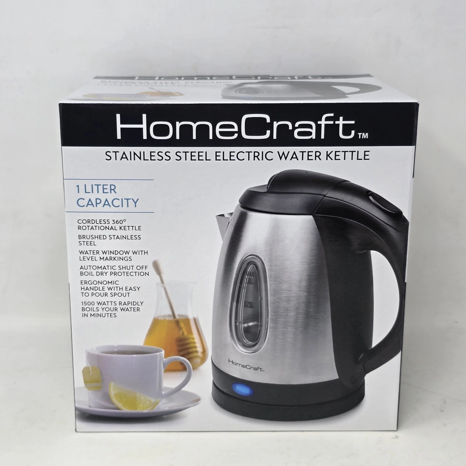 HomeCraft Stainless Steel Electric Water Kettle 1 Liter Capacity New
Opens in a new window or tab
