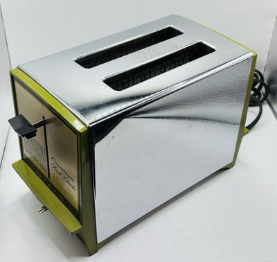 Avocado Green Sears Roebuck & Co Toaster Retro Appliance Chrome