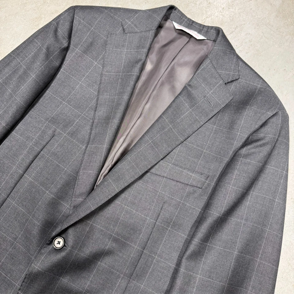 Samuelsohn Blazer Current Windowpane Wool Sport Coat Grey Canada 40 R - Image 2 of 4