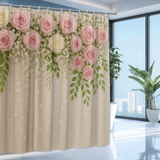 Chic Floral Shower Curtain with Pink and White Roses for Elegant Decor