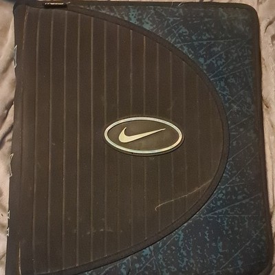 Nike Swoosh Zippered 3-Ring Binder Organizer Black/Blue Geometric A2