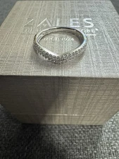 Zales Ring 1/4 CT. T.W. Diamond Double Row Anniversary Band in 14K White Gold