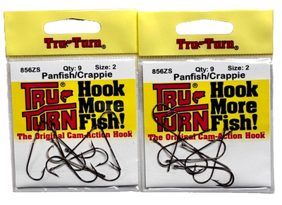 2 PACKS Tru Turn Size 2 Panfish Crappie Hook Bronze 9 Count 856ZS Made in USA