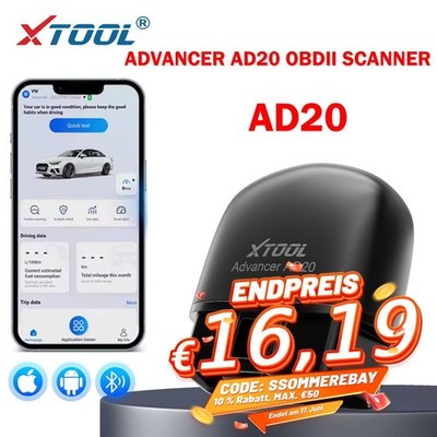 USED XTOOL AD20 Drahtloser BT OBD2-Scanner Fahrzeugcode-Lesegerät Diagnosetool