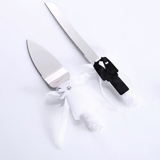 2 PCS Rustic Wedding Cake Knife Serving Set Bride Groom Server Anniversary
