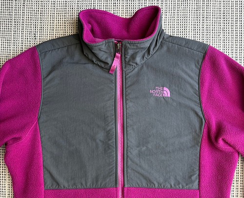 The North Face Girls Size XL (18) Magenta Gray Fleece Jacket Full Zip Pockets - Picture 3 of 20
