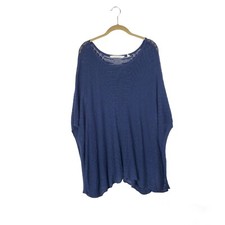 Soft Surroundings Poncho Open Knit Topper Navy Blue Small Medium Womens Size S/M