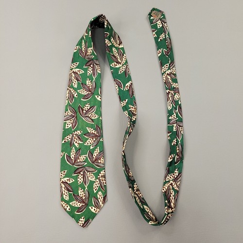 Corbata de seda Robert Talbot Studio para hombre verde floral cosida a mano EE. UU. larga 3/4X60 - Imagen 2 de 7