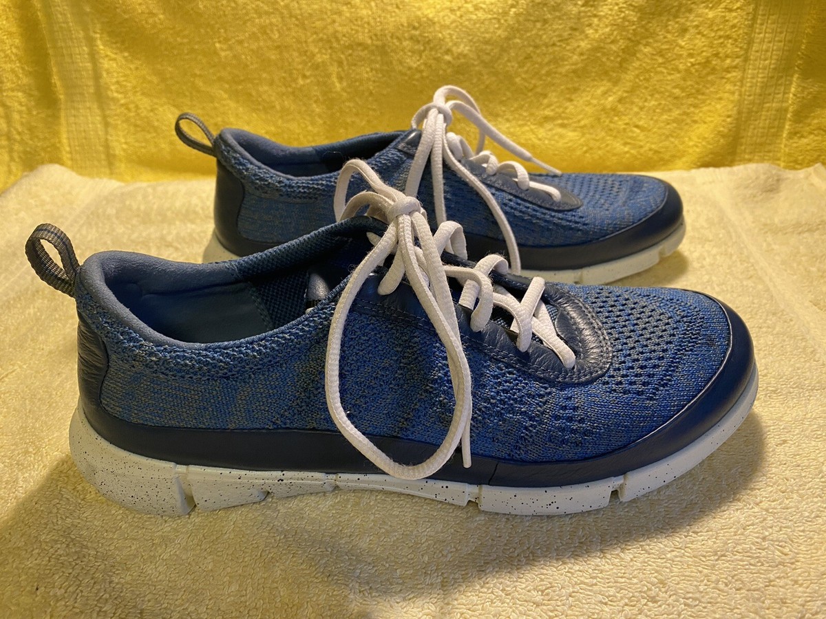 Ecco Women 39 US 8 Danish Design Shoe Blue Canvas Comfort