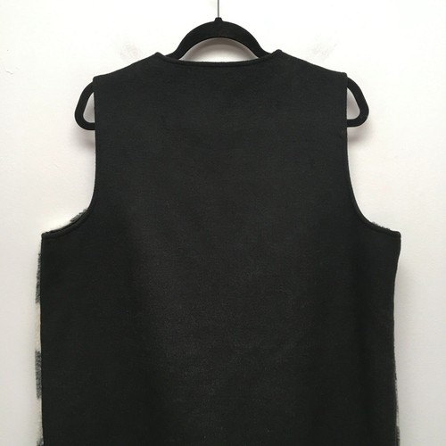 Talbots Womens Black White Buffalo Check Wool Blend Faux Fur Sleeveless Vest X - Picture 5 of 8