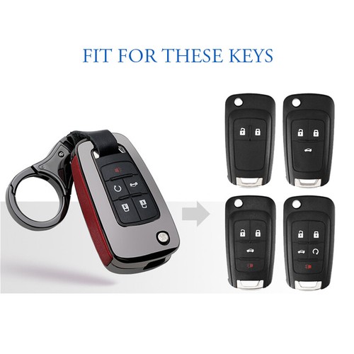 Zinc Alloy Leather Car Key Fob Case Cover Holder For Chevrolet GM Buick Chevy - Bild 3 von 17