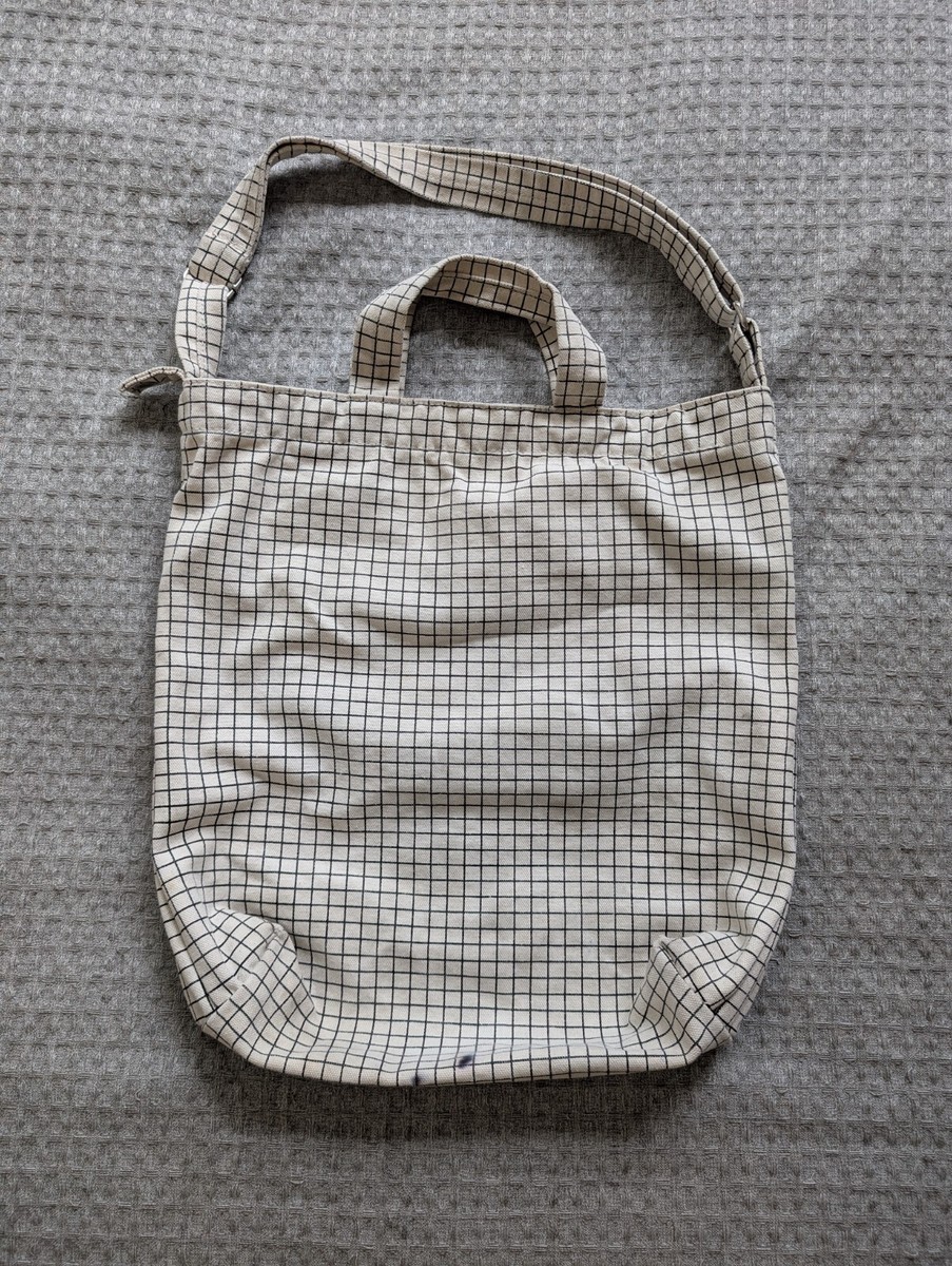 Natural Grid Baggu Recycled Canvas Backpack BAGGU Natural Grid