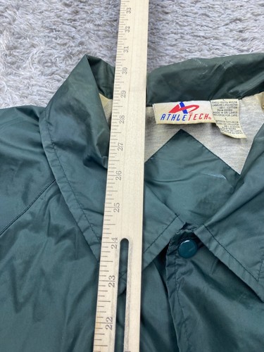 Athletech Jacket Men Large Sage Green Satin Blanket Lined Snap Nylon Windbreaker - Picture 6 of 9