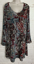Connected Apparel Scoop Neck Bell Sleeve Floral Paisley Knee Length Dress 12