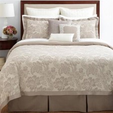 CHARISMA CARRINGTON MINK FLORAL FULL/QUEEN DUVET COVER & SHAMS SET-BEIGE/TAN-6PC