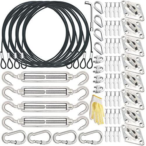 Eel 90 Pcs T304 6inch Hardware Kit 4pcs 12ft Length Extension Nylon Wire Rope Fo - Afbeelding 1 van 7