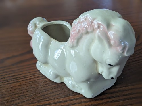 Vintage Keramik Pony Übertopf mit rosa Mähne American Bisque Royal Copley - Bild 3 von 7