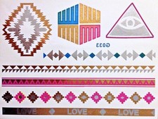 Flash Temporary Adhesive Tattoo Gold Silver Blue Pink 8 Pieces Bracelet G33 WOW