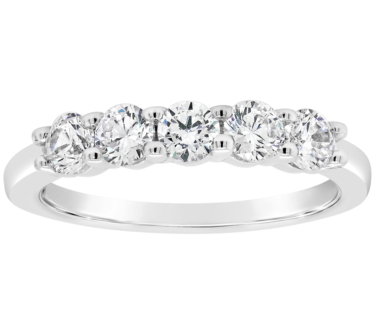 Affinity 3/4 cttw Diamond 5-Stone Band Ring, 14K WHITE Gold Size QVC NEW
