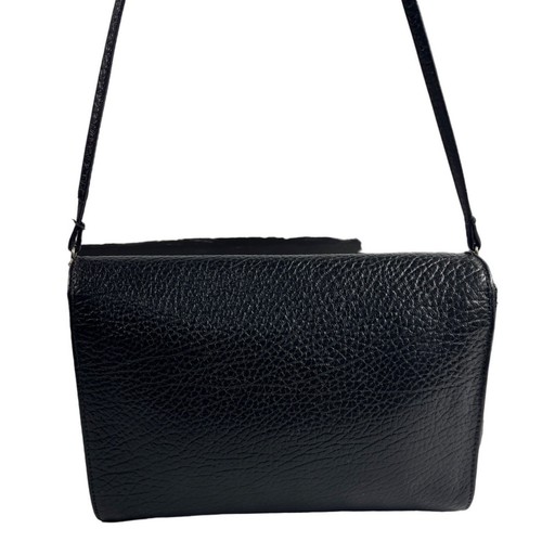 Desmo Women's Black Pebbled Leather Shoulder Crossbody Flap Bag Sz S - Picture 4 of 11