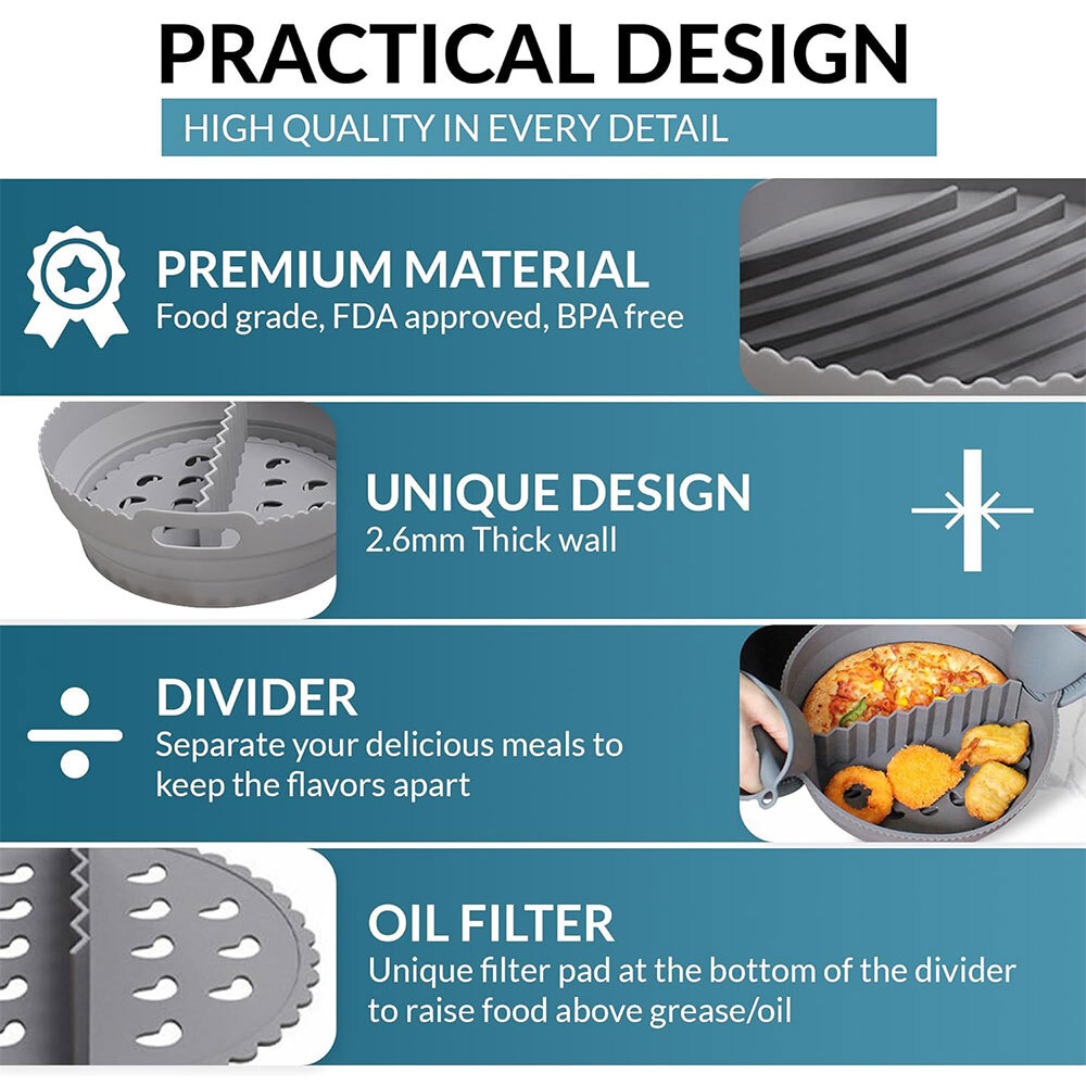 6PCS Silicone Air Fryer Liner Rack Accessories Set for Ninja AF100UK