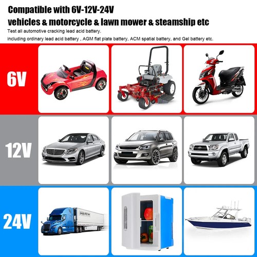 12V/24V Motorcycle Car Truck 2000CCA Charging Cranking Test Tools Battery Tester - Picture 9 of 16