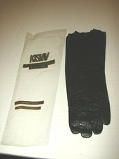 Vintage French Kislav Black Washable Leather 3/4 Length Gloves 12" Size 7 NEW