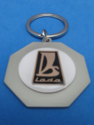LADA LOGO OCTAGON KEYRING SATIN NICKEL KEY RING CHAIN #121