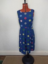 seasalt dress 14, Merthen Dress, Blue W Spots. Fit And Flare Midi, 100% Cotton