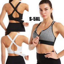 S-5XL Women Zip Front Sports Bra High Impact Adjustable Full Support Padded Bra