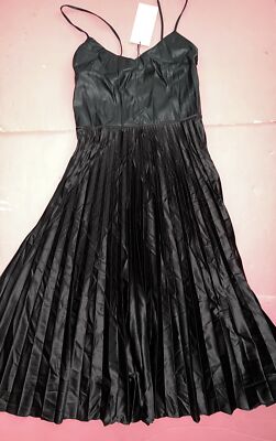NWT Zara M DRESS Black Faux Leather Satin Pleated Skirt | eBay NWT Zara M DRESS Black Faux Leather Satin Pleated Skirt | eBay