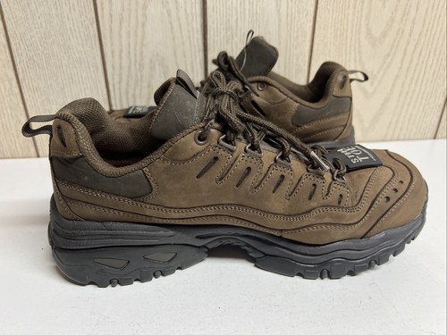 SKECHERS men lace up steel toe brown leather heavy duty work shoe size 10 - Picture 3 of 15